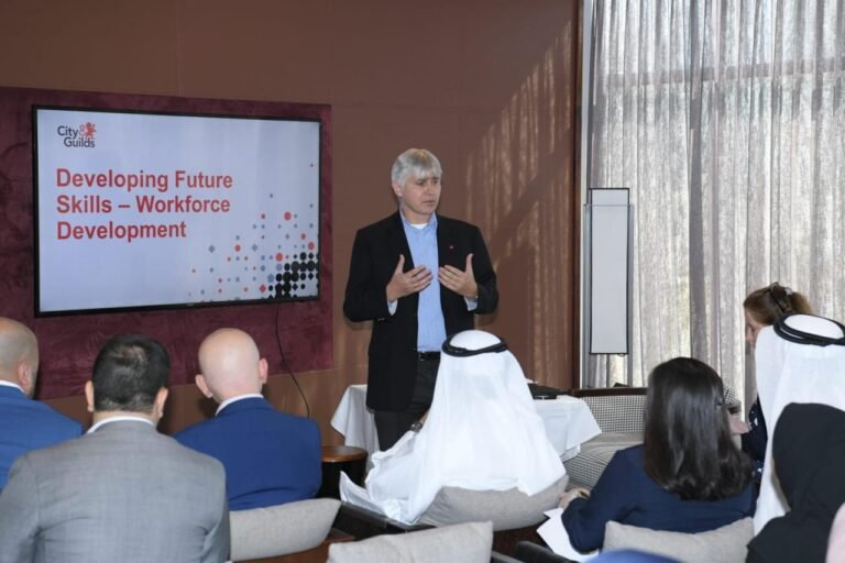 Dr Tony Degazon presenting to training centres on future skills and workforce development as part of the Bahrain Employability Skills Initiative.
