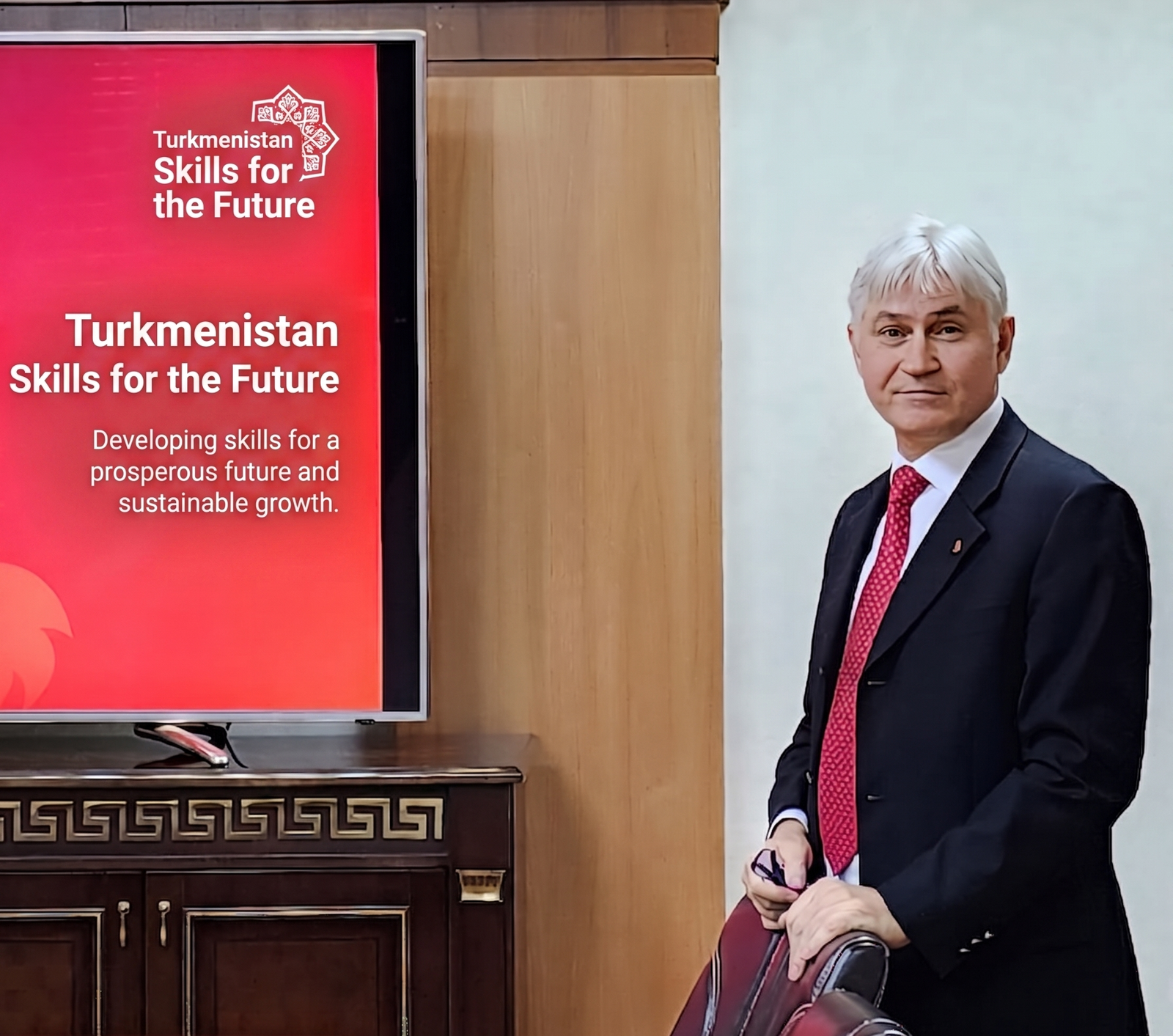 Dr Tony Degazon presenting a skills development and workforce transformation strategy in Turkmenistan